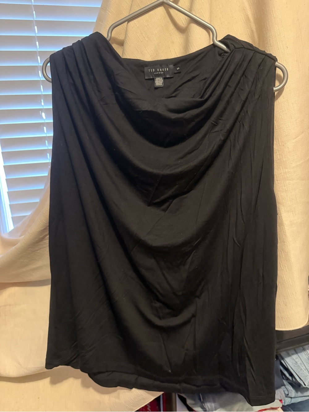 Ted Baker Black Draped A-Line Top